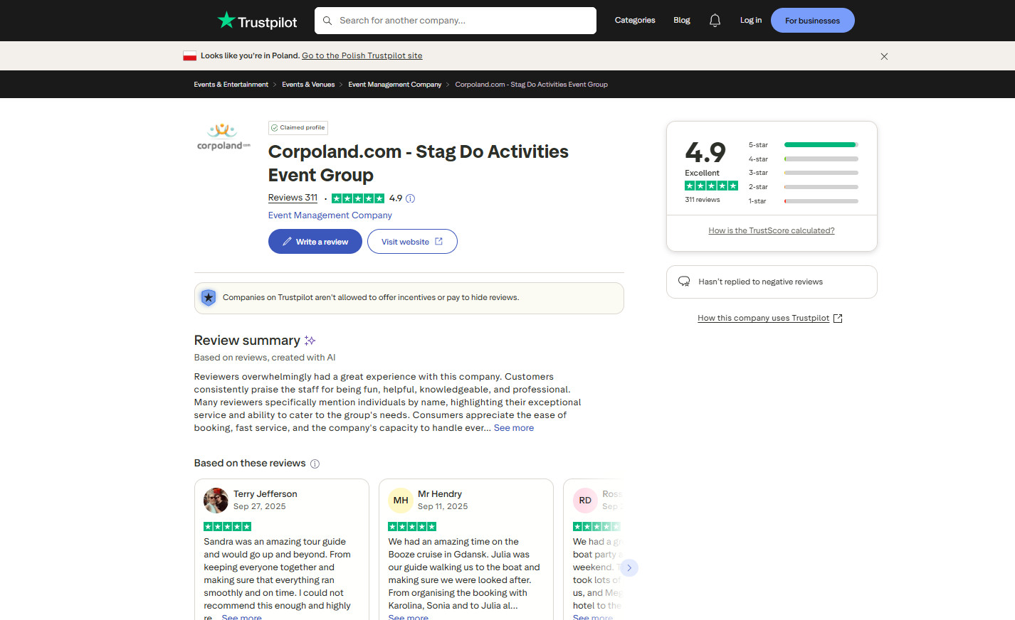 Corpoland Event Group- Reviews